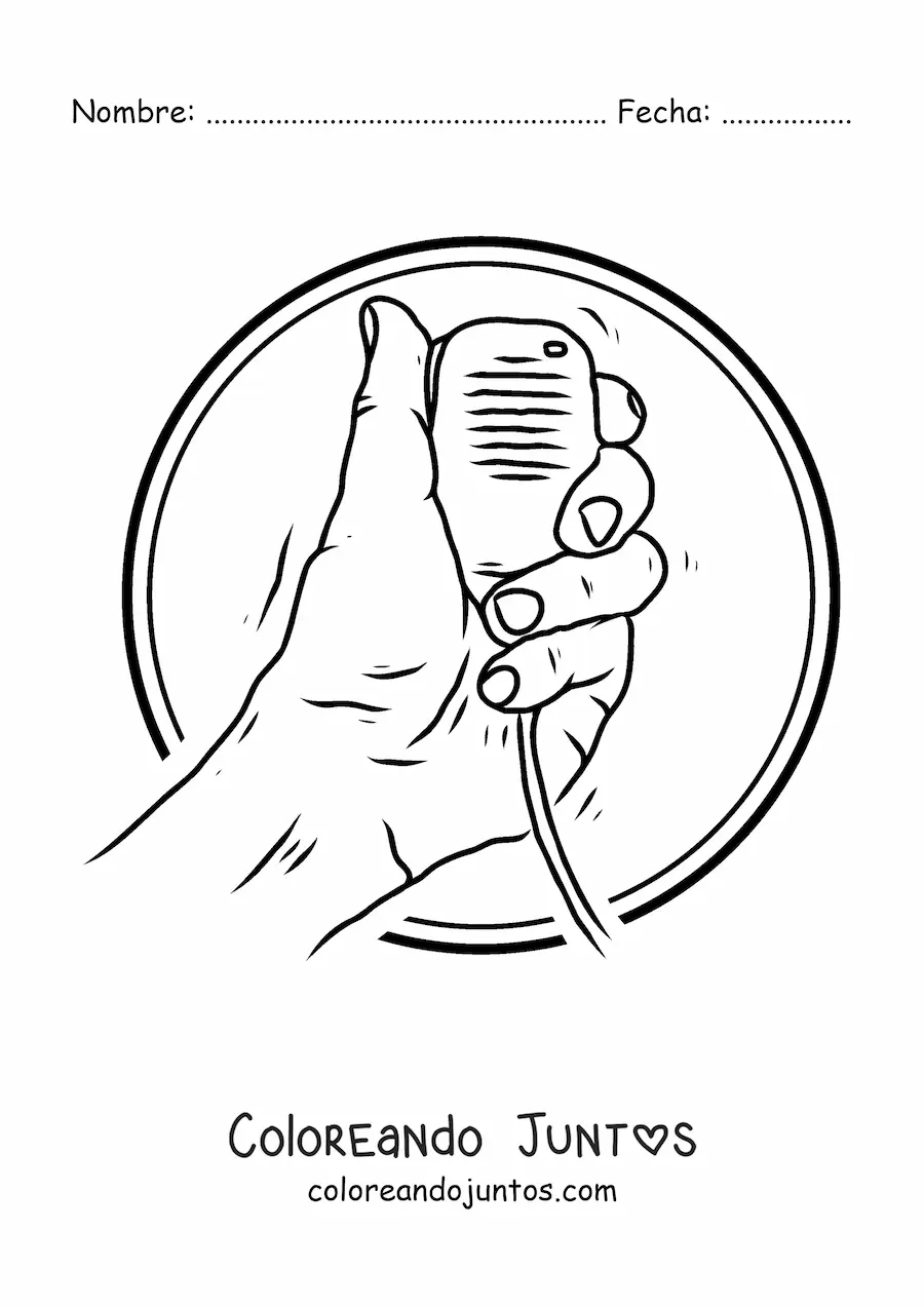 Imagen para colorear de mano sosteniendo micrófono con altavoz para militares