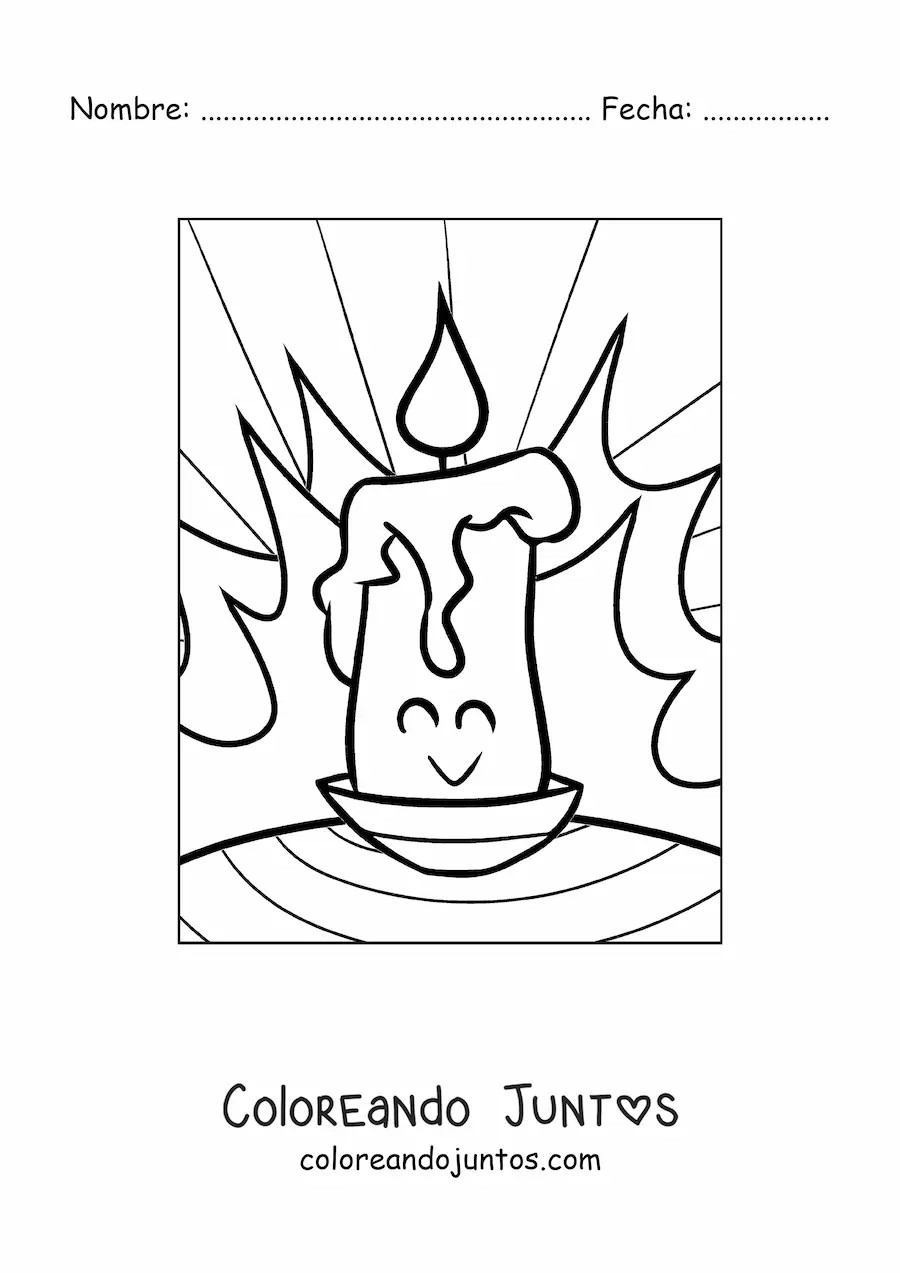 Imagen para colorear de vela animada