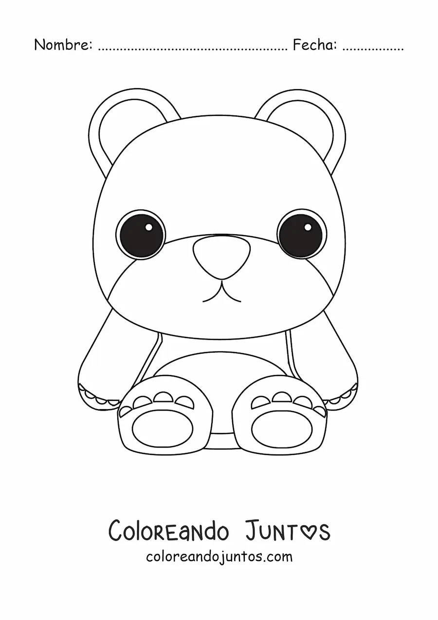 Imagen para colorear de un oso de peluche de ojos grandes