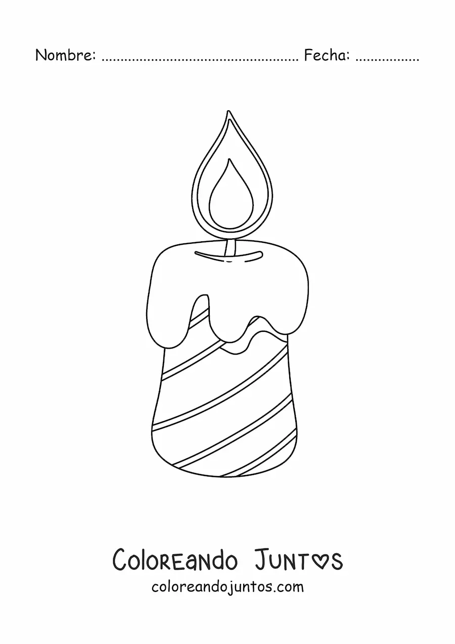 Imagen para colorear de vela de cumpleaños con rayas