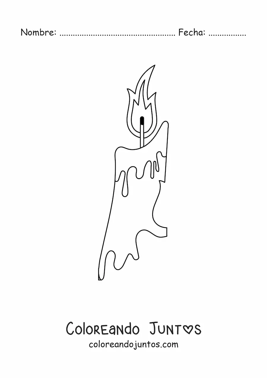 Imagen para colorear de una vela derritiéndose