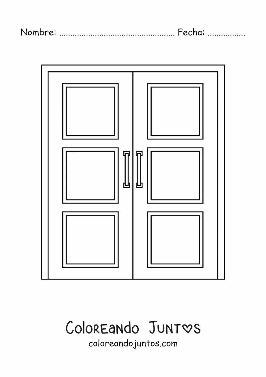 Imagen para colorear de una puerta doble de madera