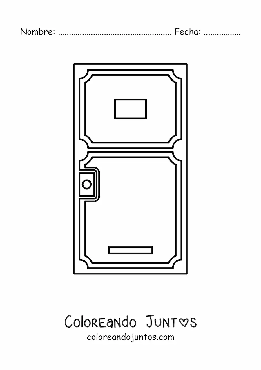 Imagen para colorear de una puerta de madera sencilla