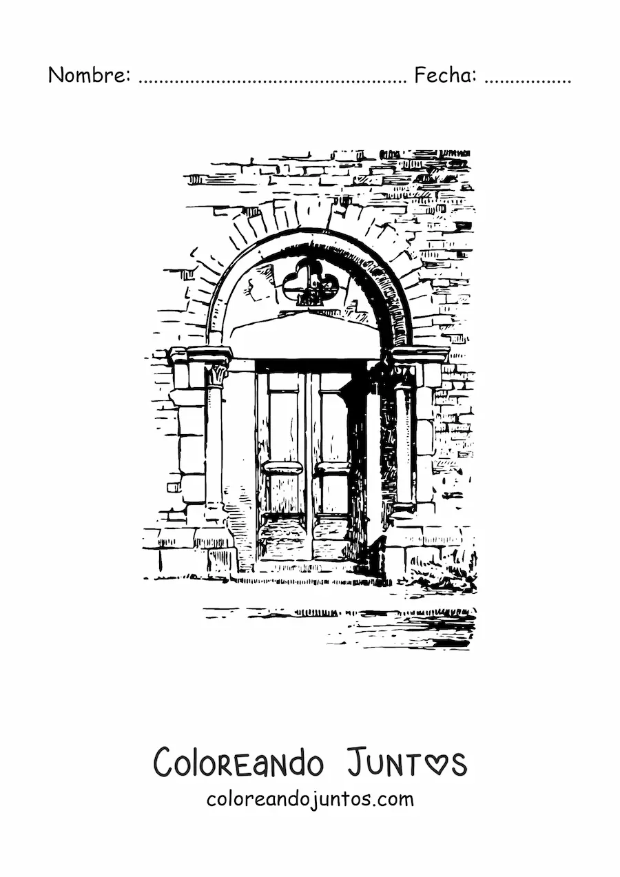 Imagen para colorear de una puerta realista