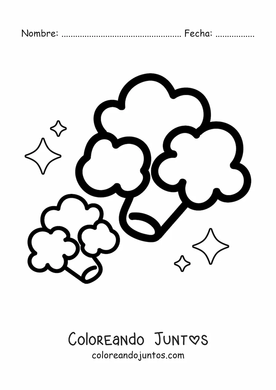 Imagen para colorear de dos trozos de brócoli