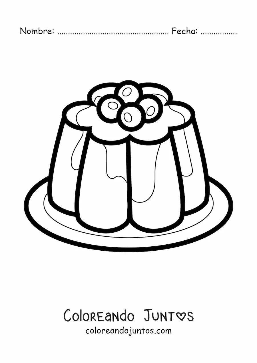Imagen para colorear de una gelatina con arándanos