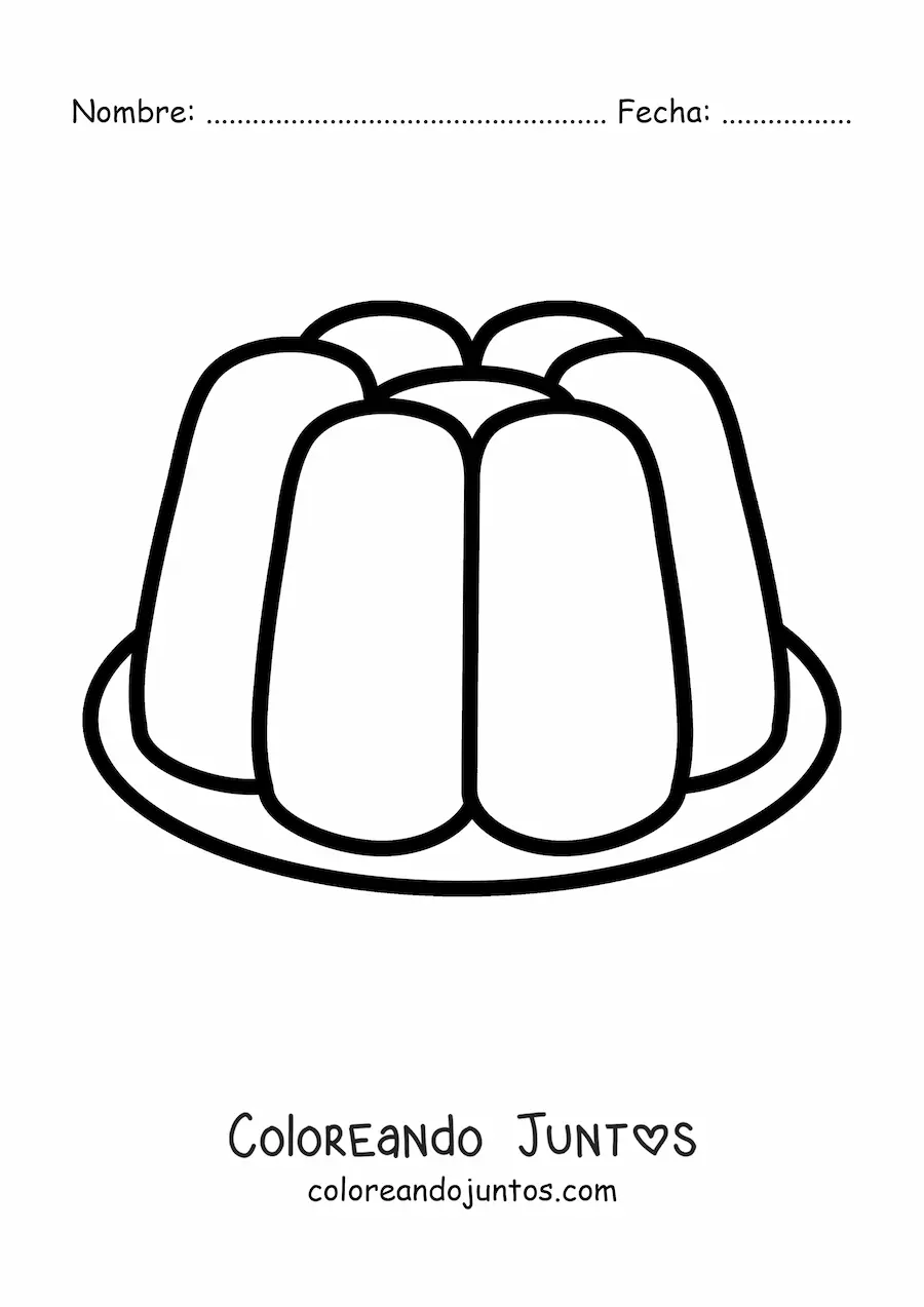 Imagen para colorear de una gelatina en un plato