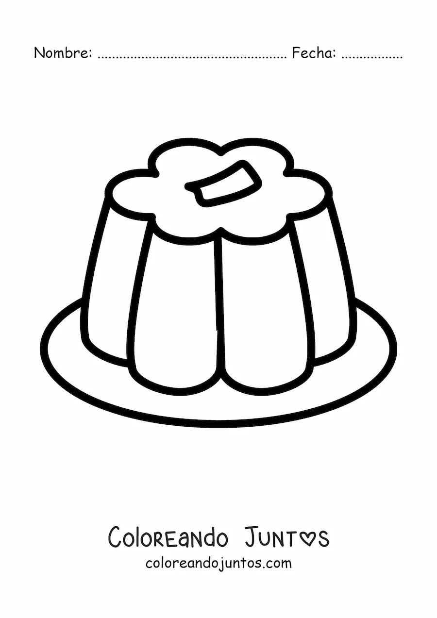 Imagen para colorear de una gelatina sencilla en un plato