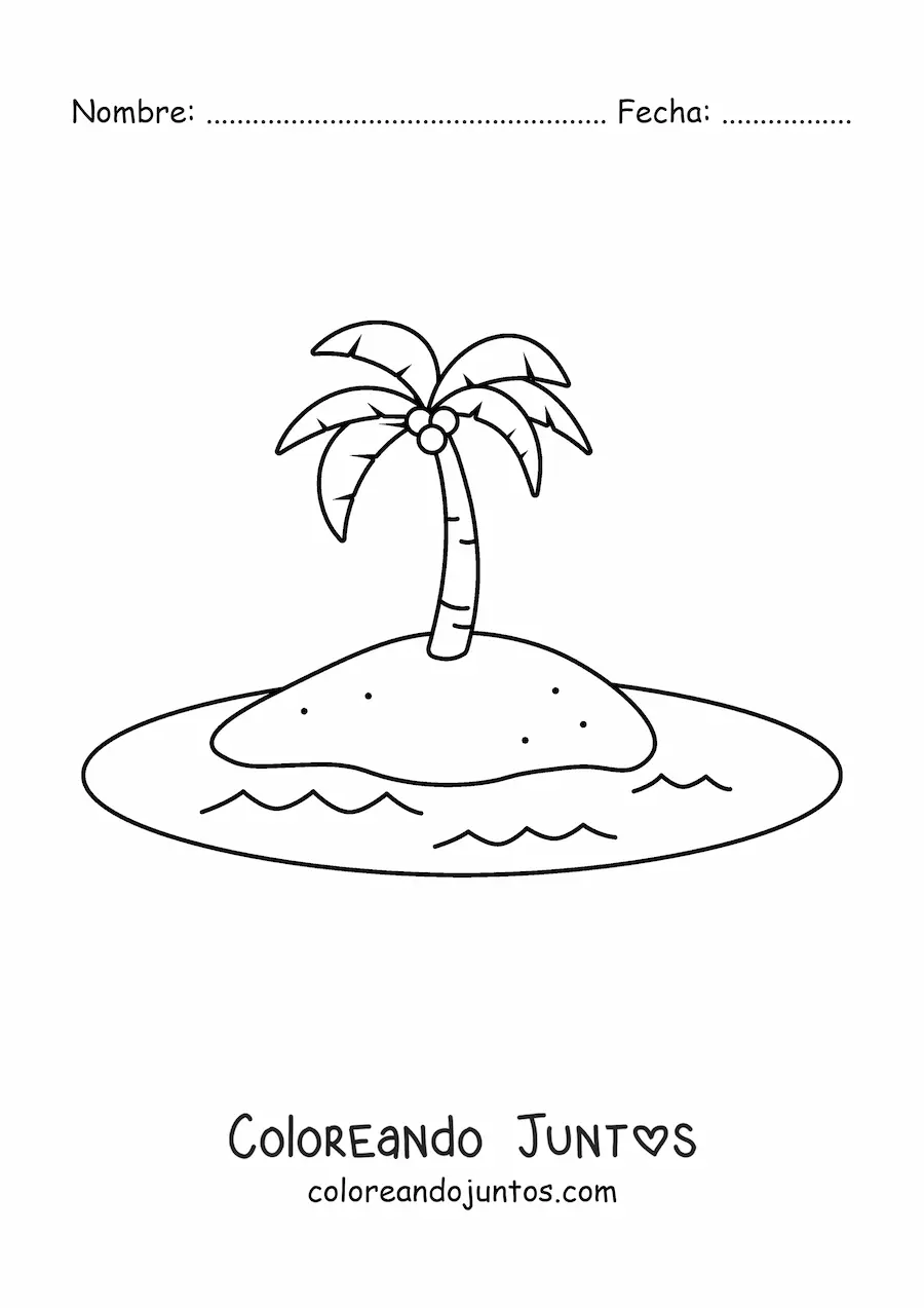 Imagen para colorear de una isla en el mar