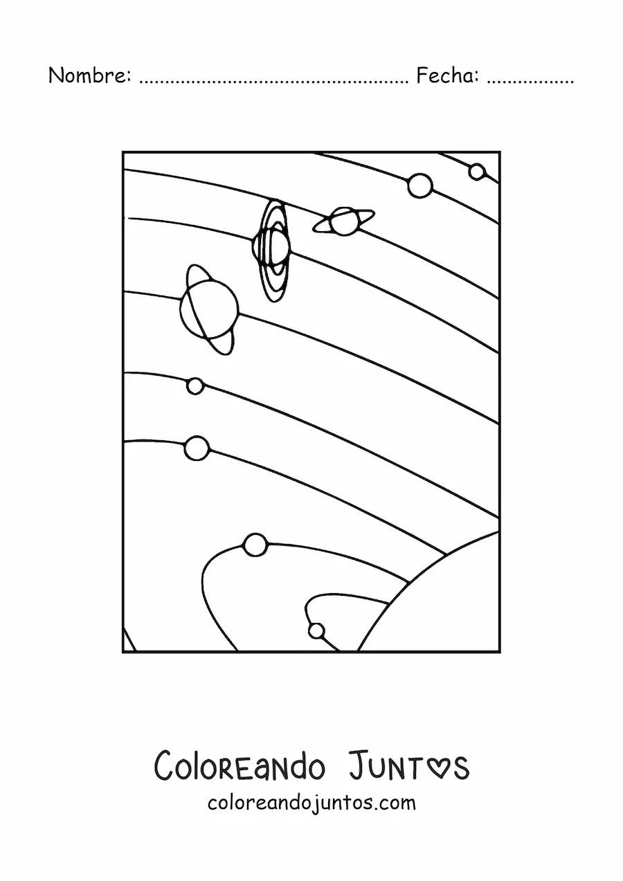 Imagen para colorear de Sistema Solar con plutón