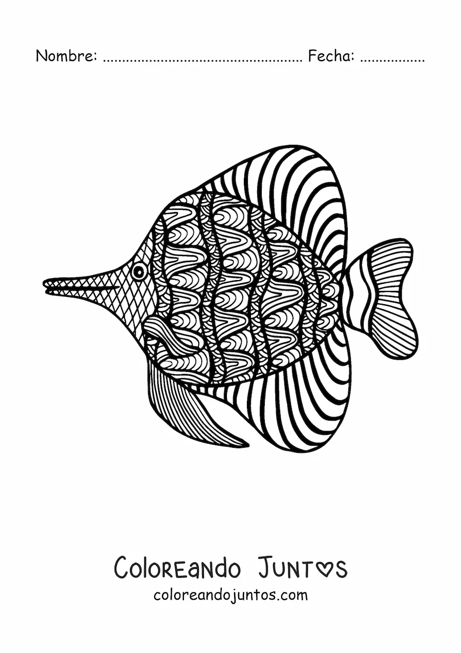 Imagen para colorear de un mandala de pez