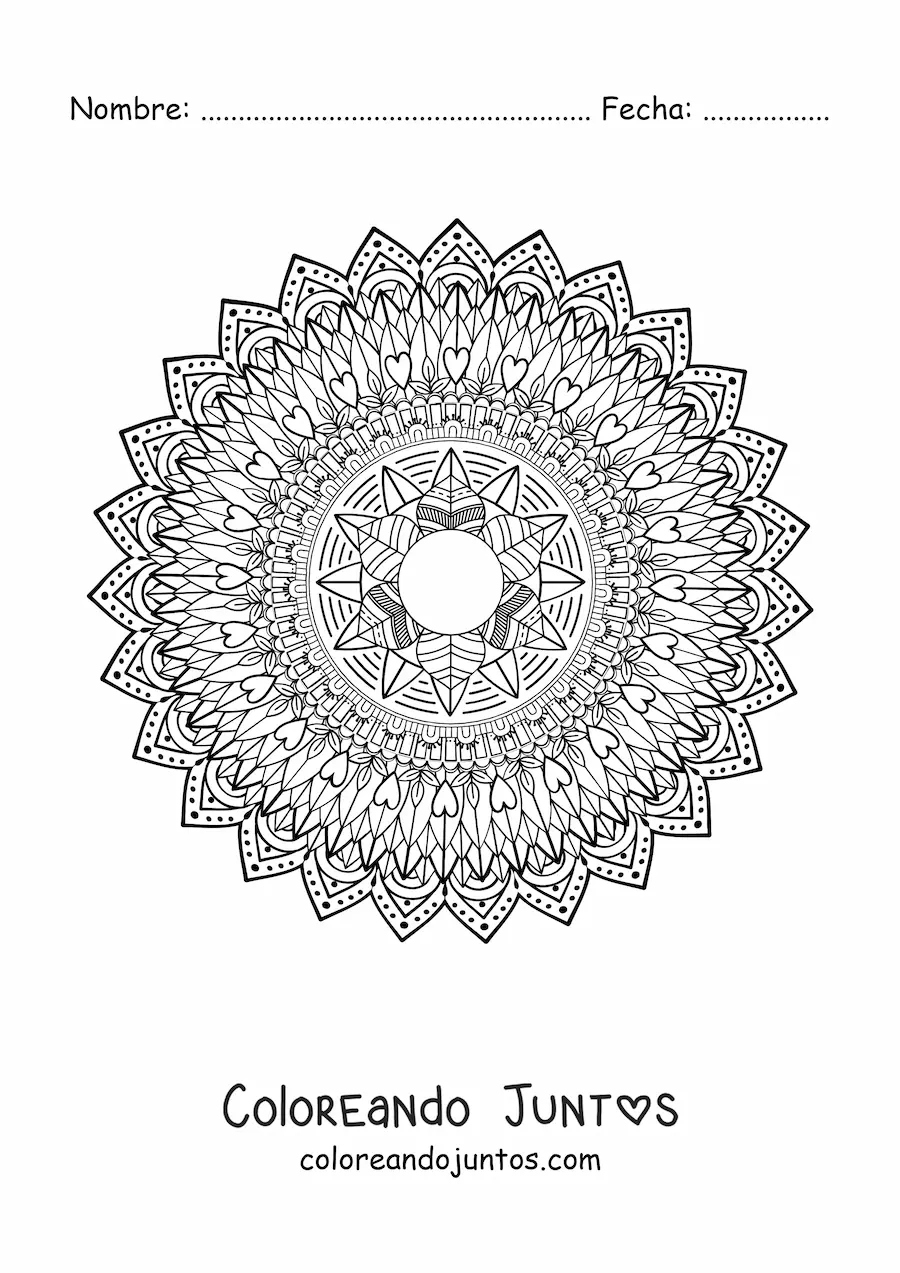 Imagen para colorear de un mandala difícil