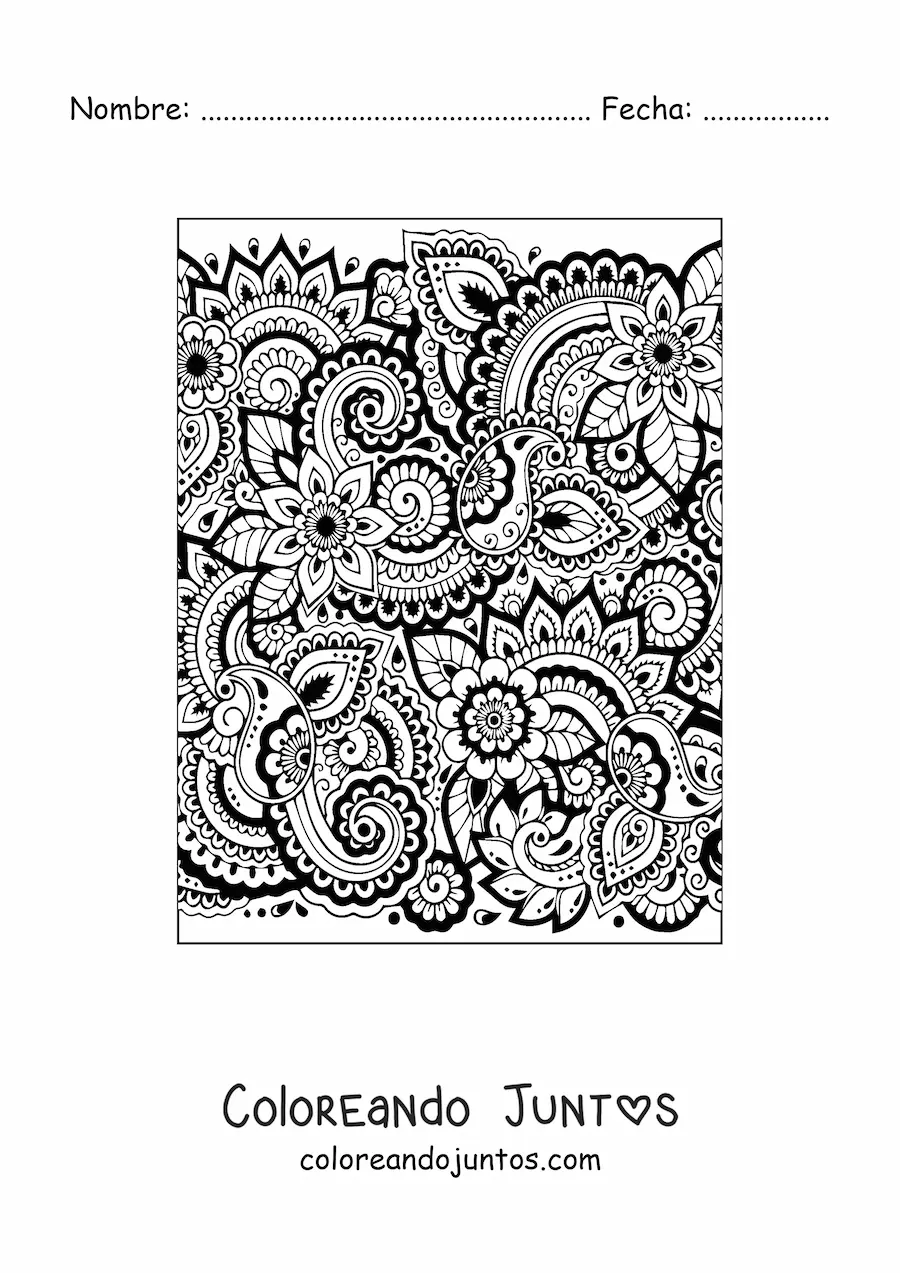 Imagen para colorear de flores estilo Zentangle