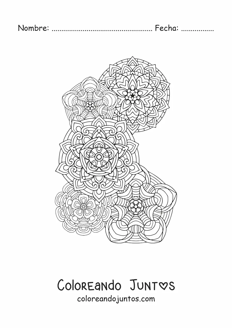 Imagen para colorear de un mandalas estilo Zentangle