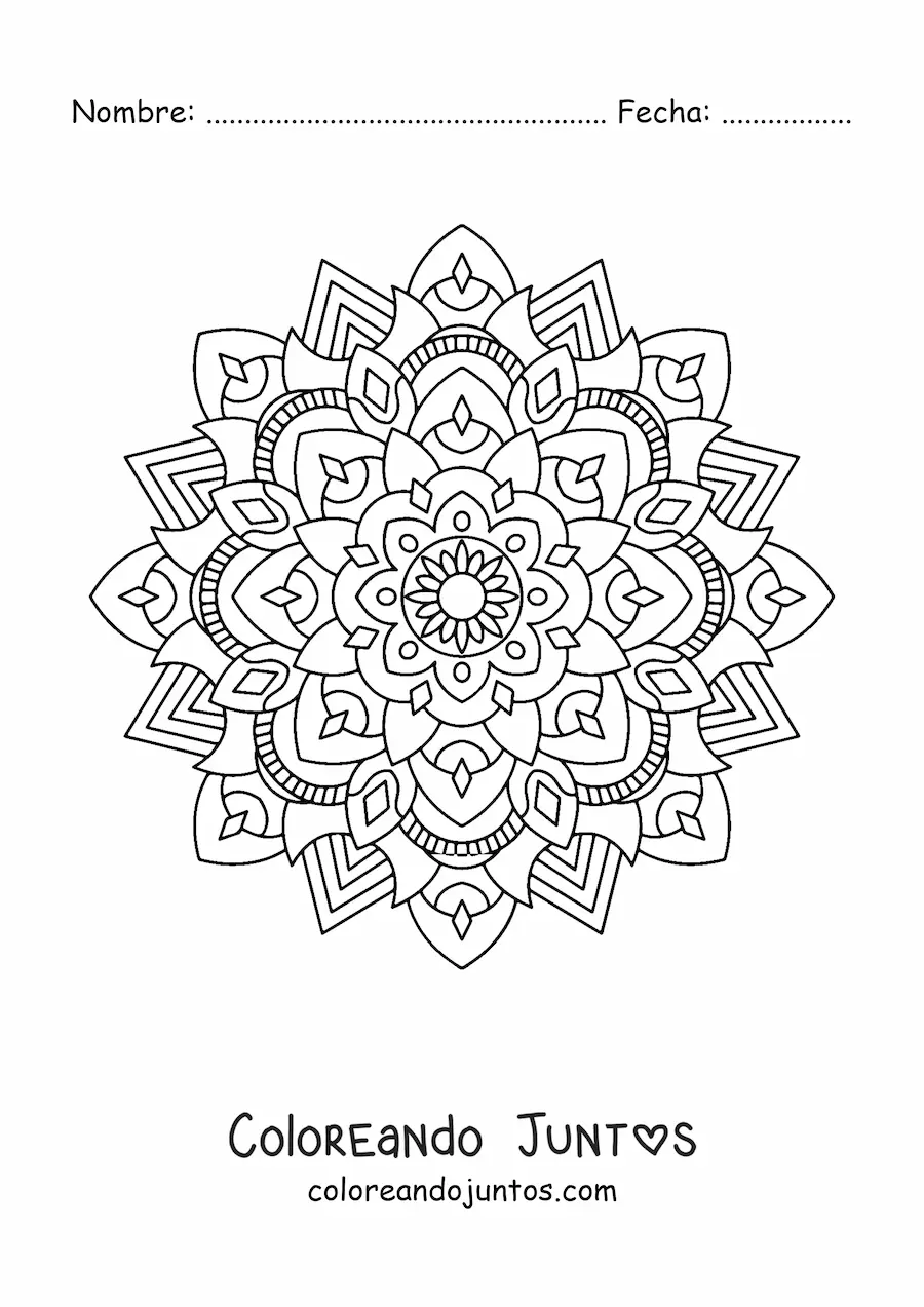 Imagen para colorear de un mandala estilo Zentangle