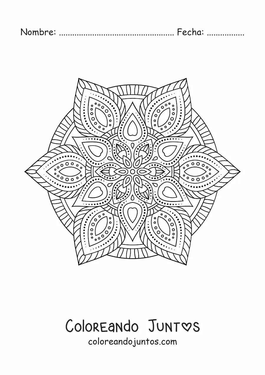 Imagen para colorear de un mandala estilo Zentangle