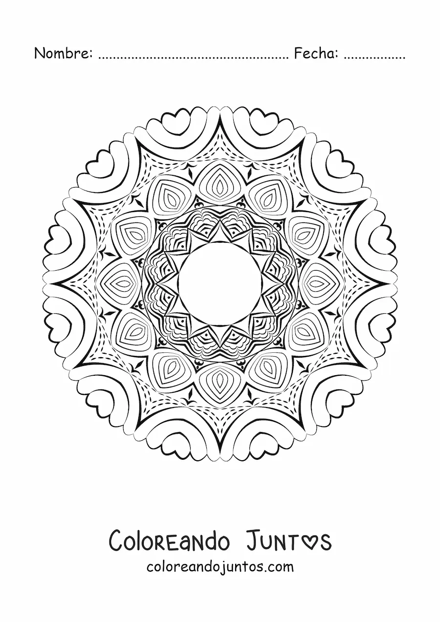 Imagen para colorear de un mandala estilo Zentangle