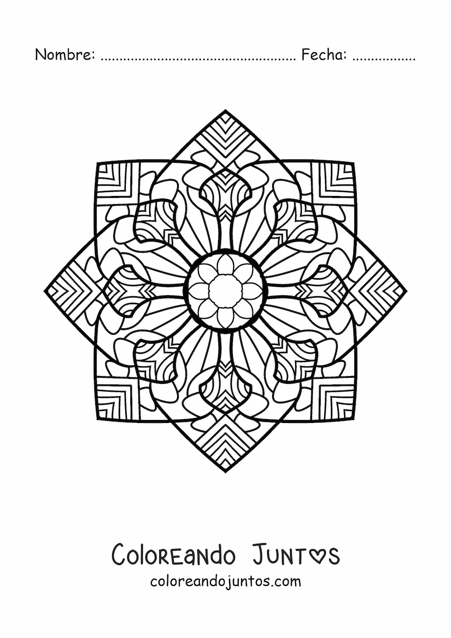 Imagen para colorear de un mandala estilo Zentangle