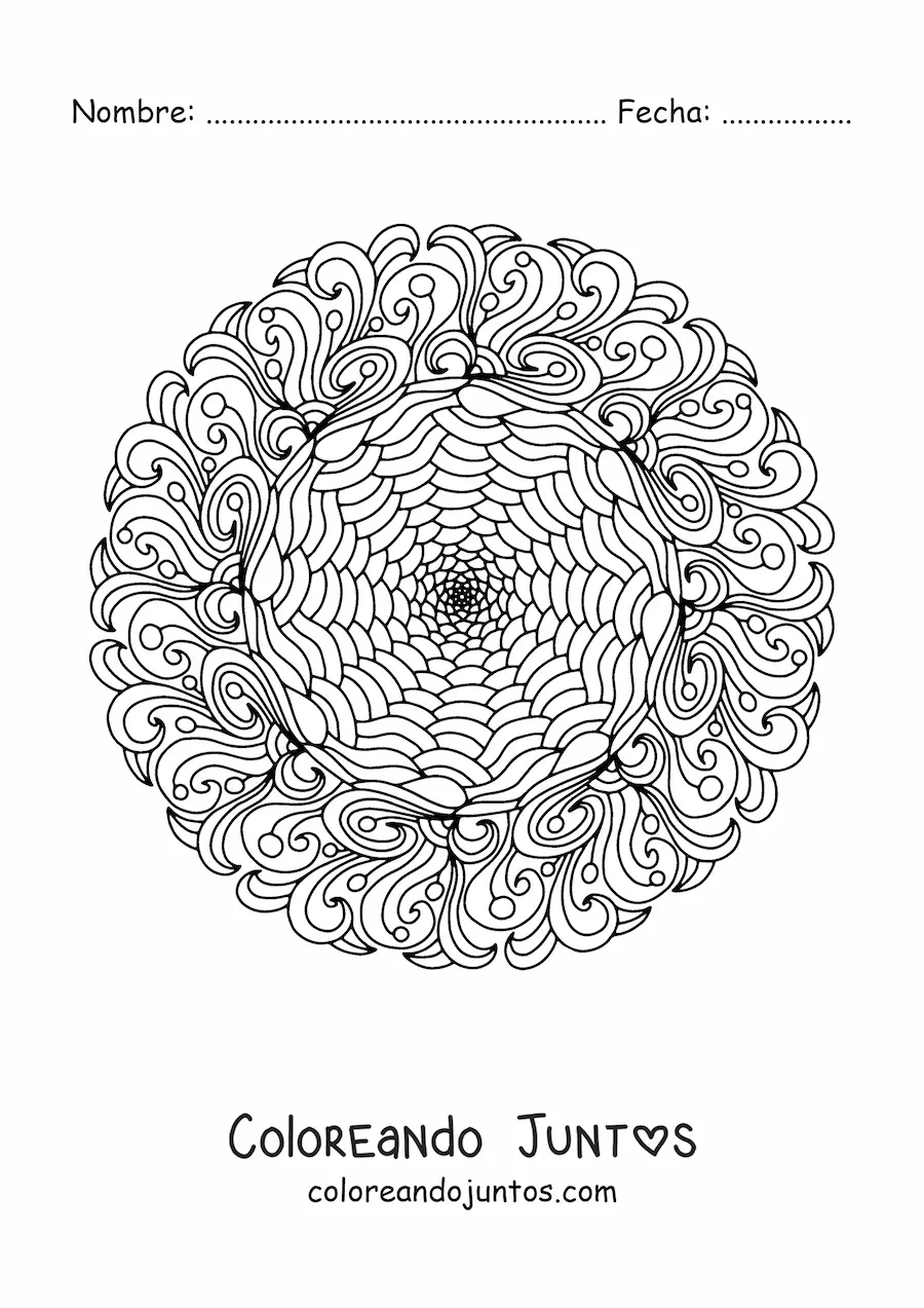 Imagen para colorear de un mandala estilo Zentangle