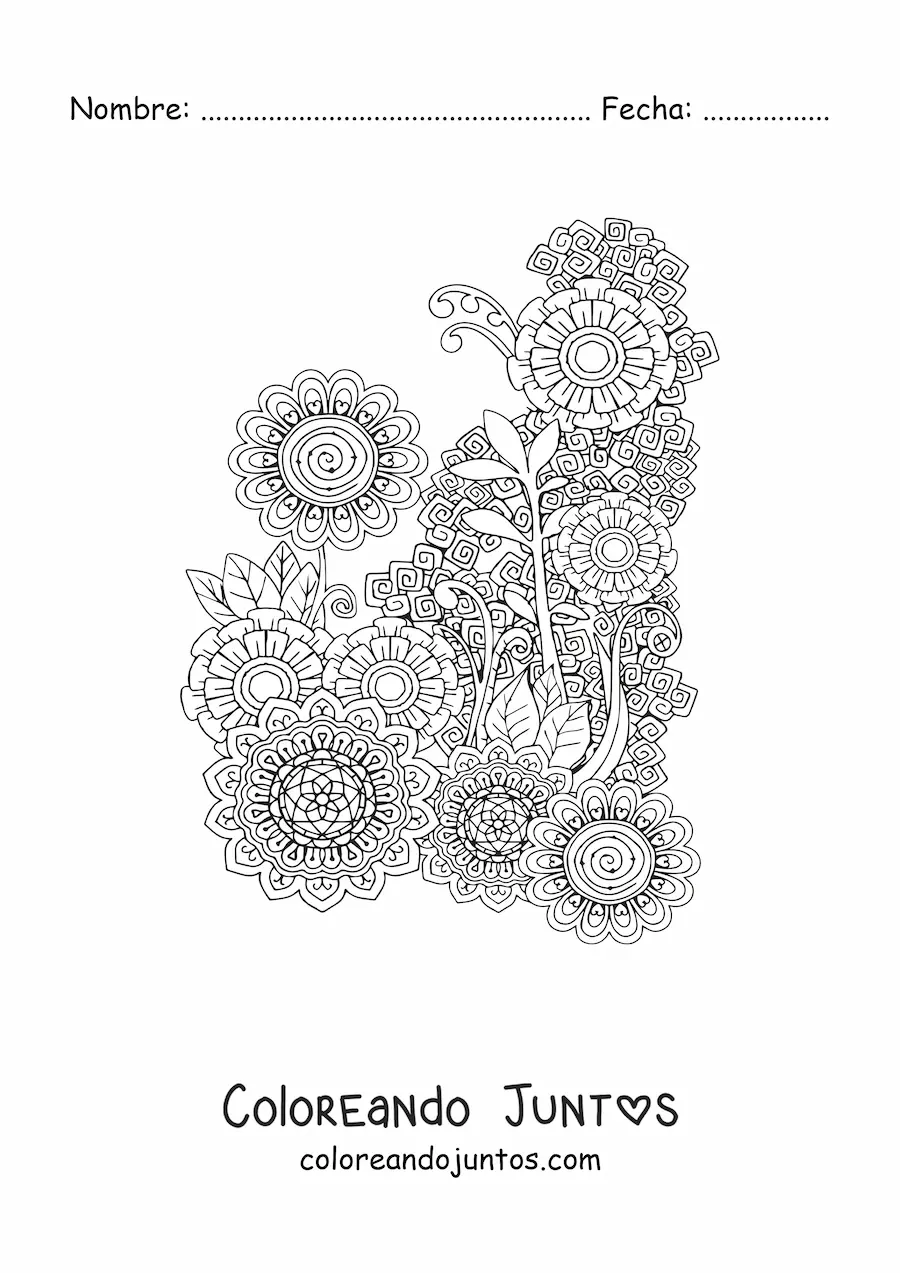 Imagen para colorear de flores mandala