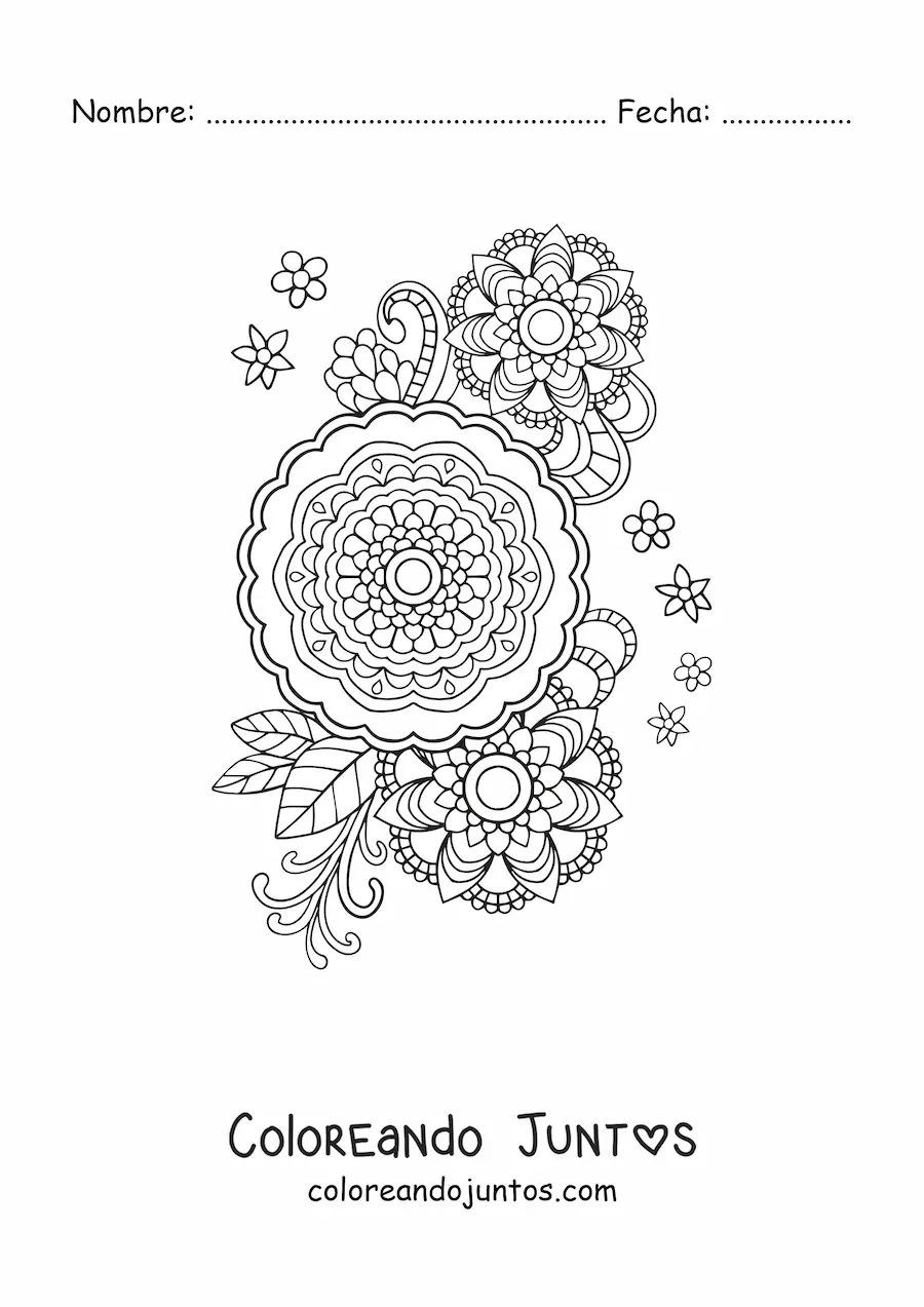 Imagen para colorear de flores mandala
