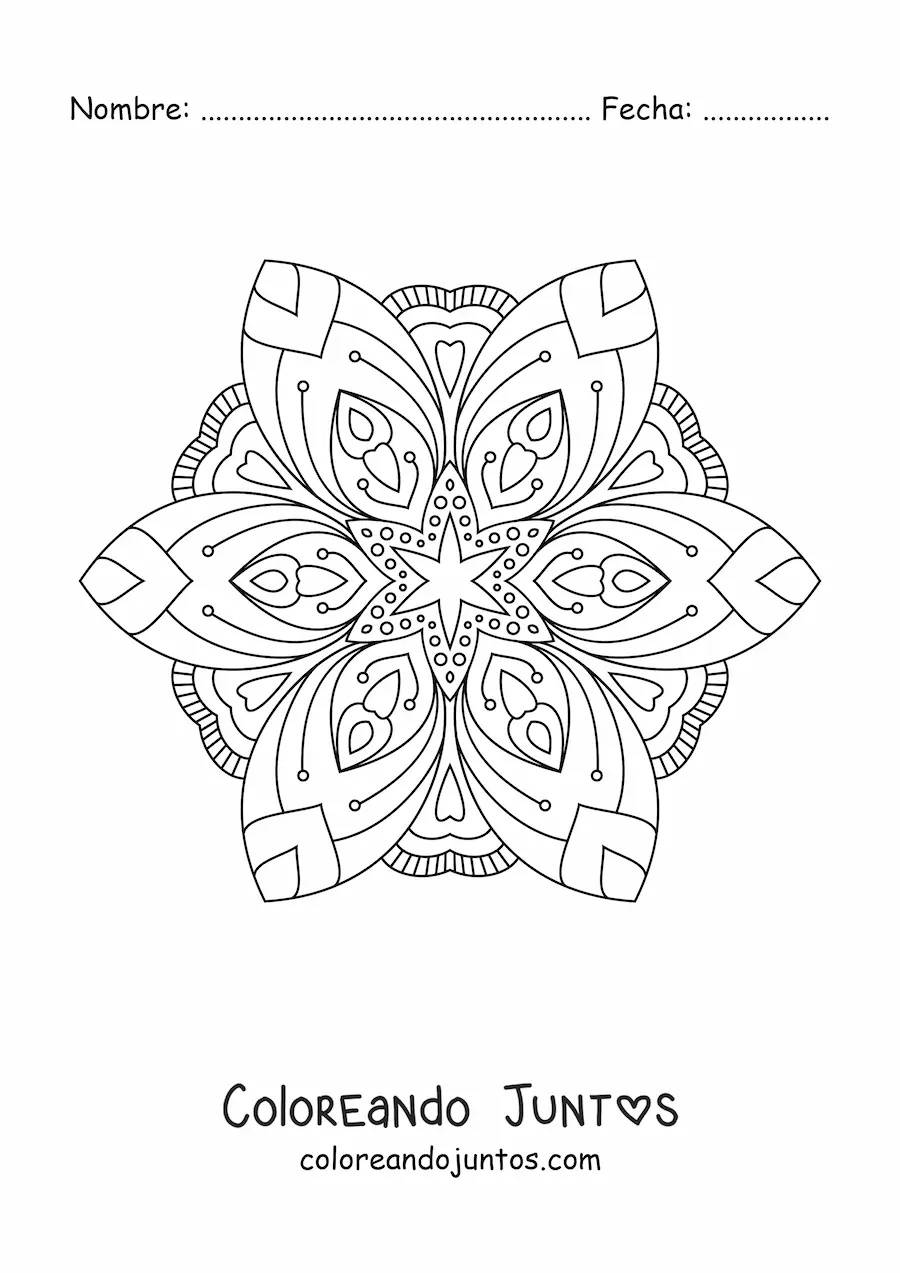 Imagen para colorear de un mandala floral