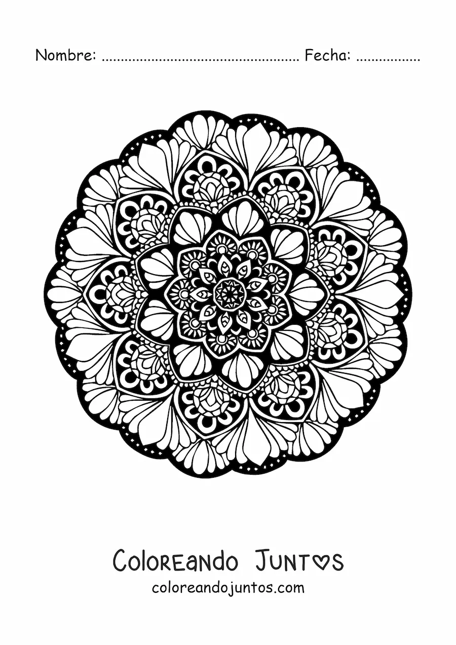 Imagen para colorear de un mandala floral