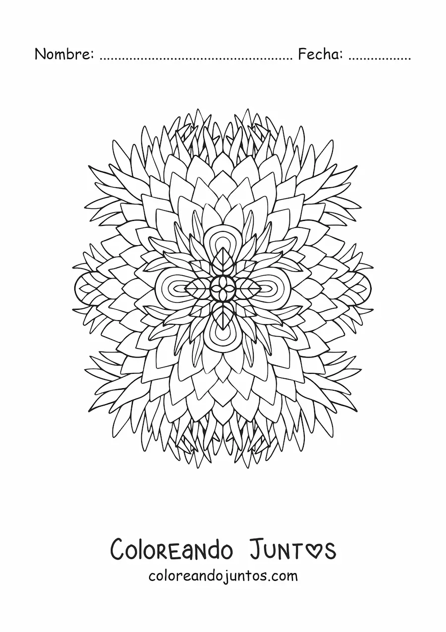 Imagen para colorear de un mandala floral