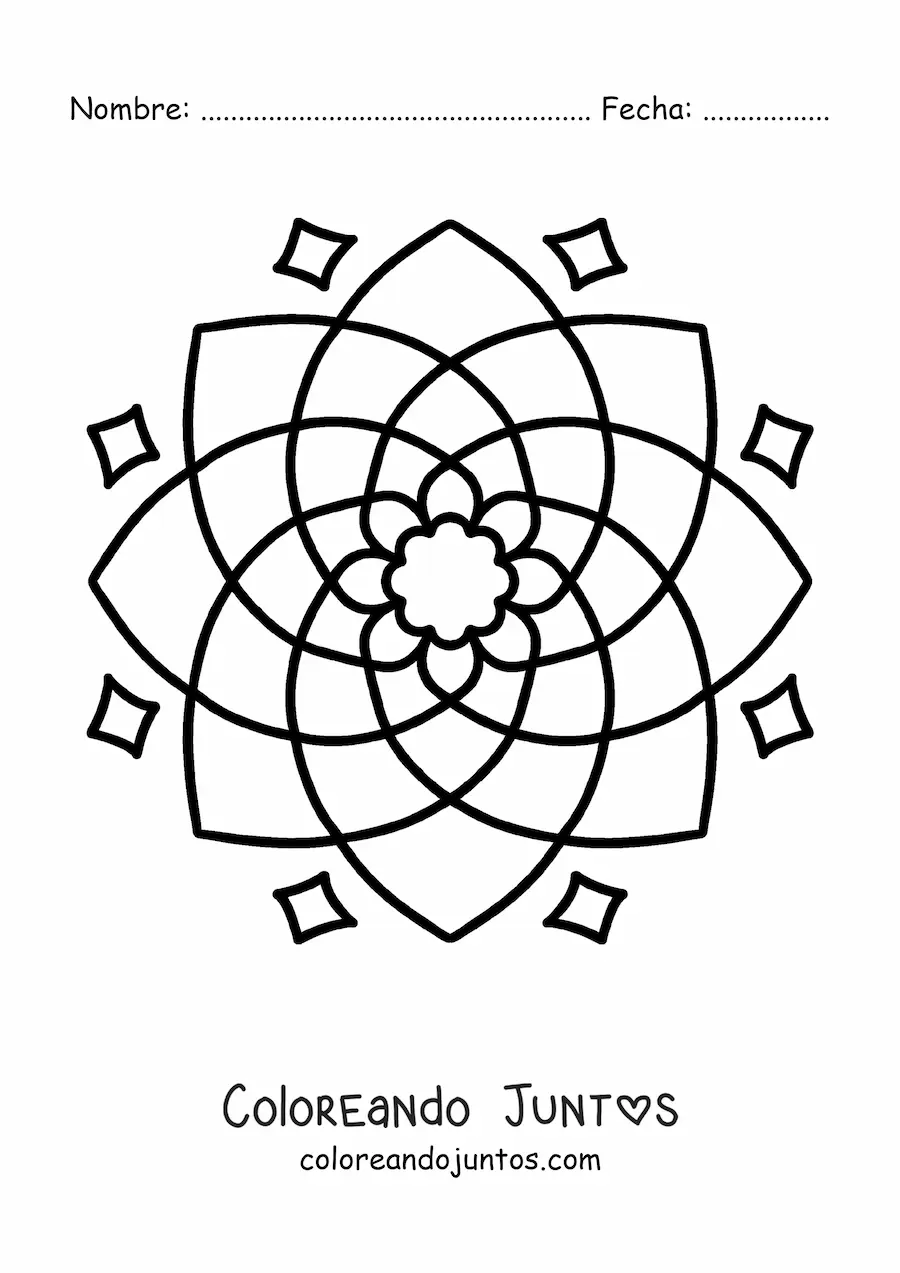 Imagen para colorear de un mandala fácil para niños