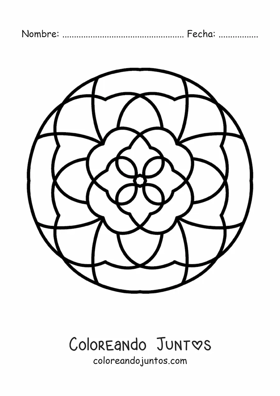 Imagen para colorear de un mandala fácil para niños