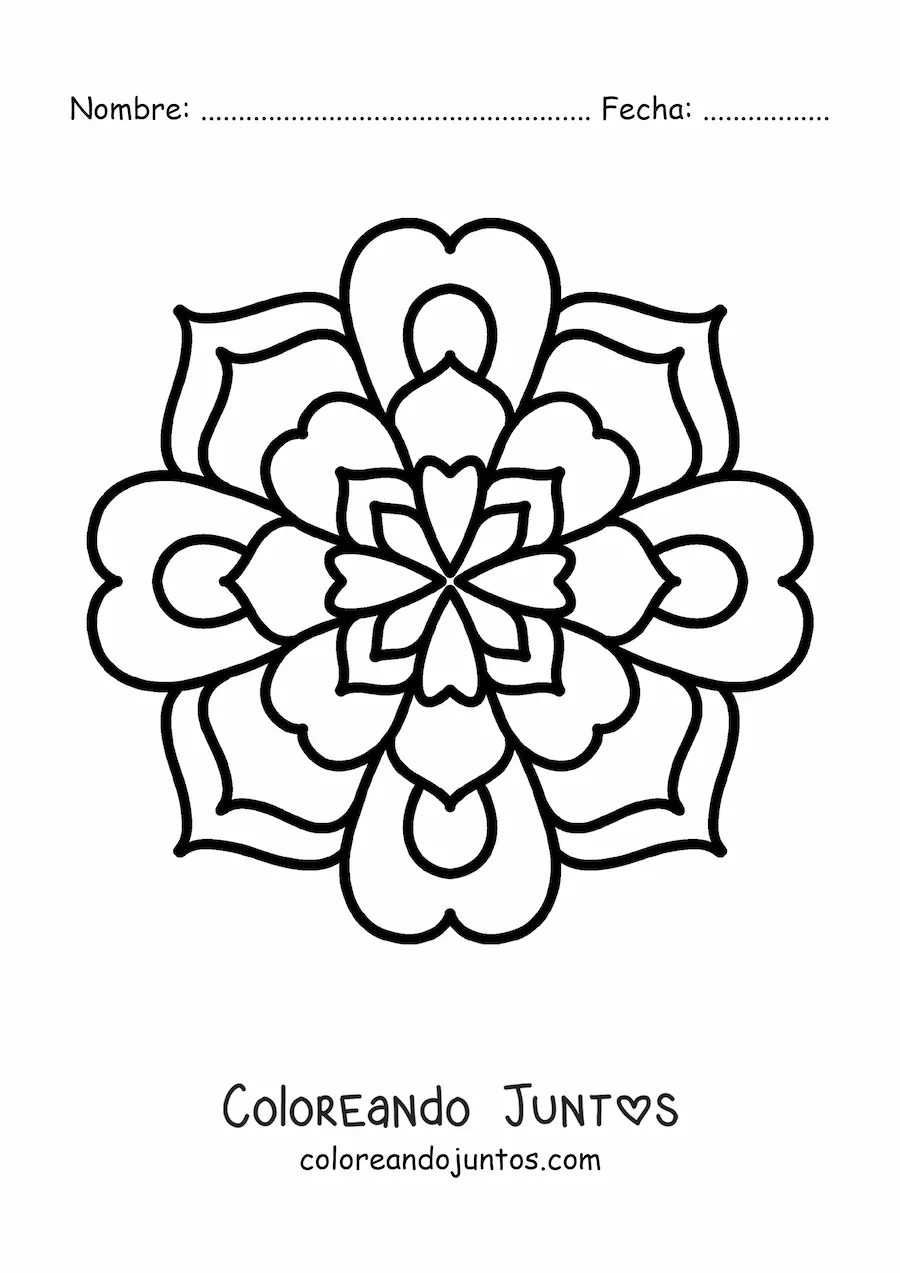 Imagen para colorear de un mandala fácil para niños