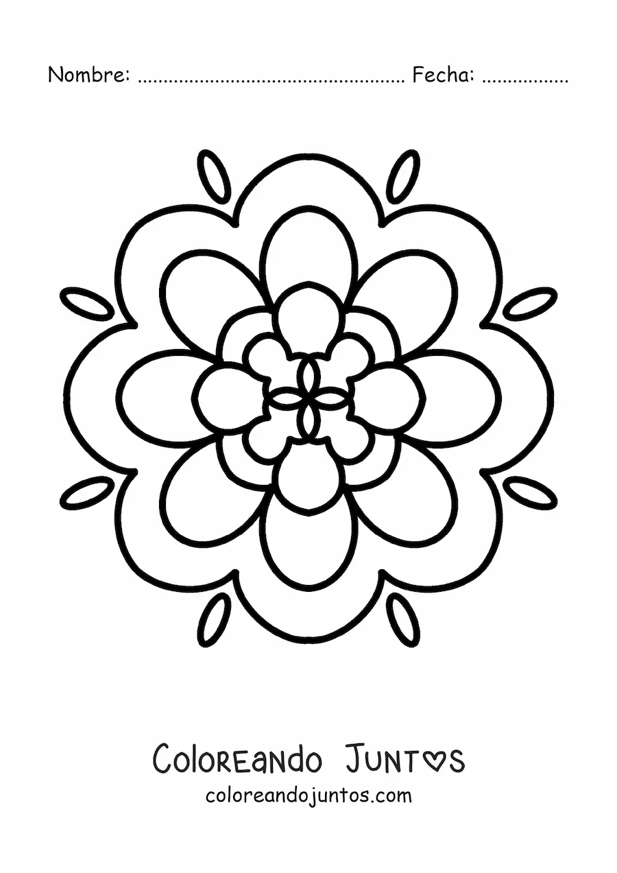 Imagen para colorear de un mandala fácil para niños
