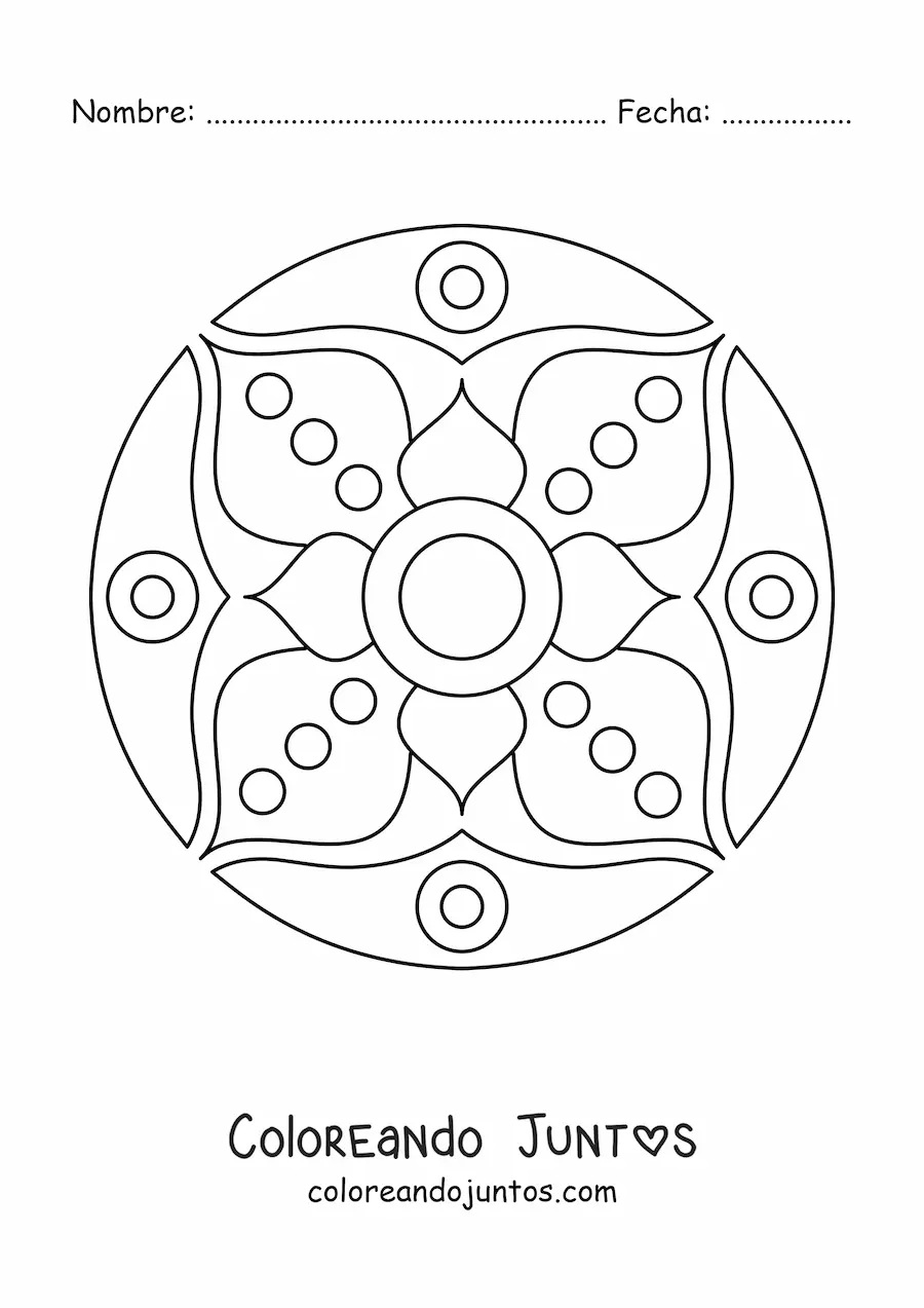 Imagen para colorear de un mandala fácil