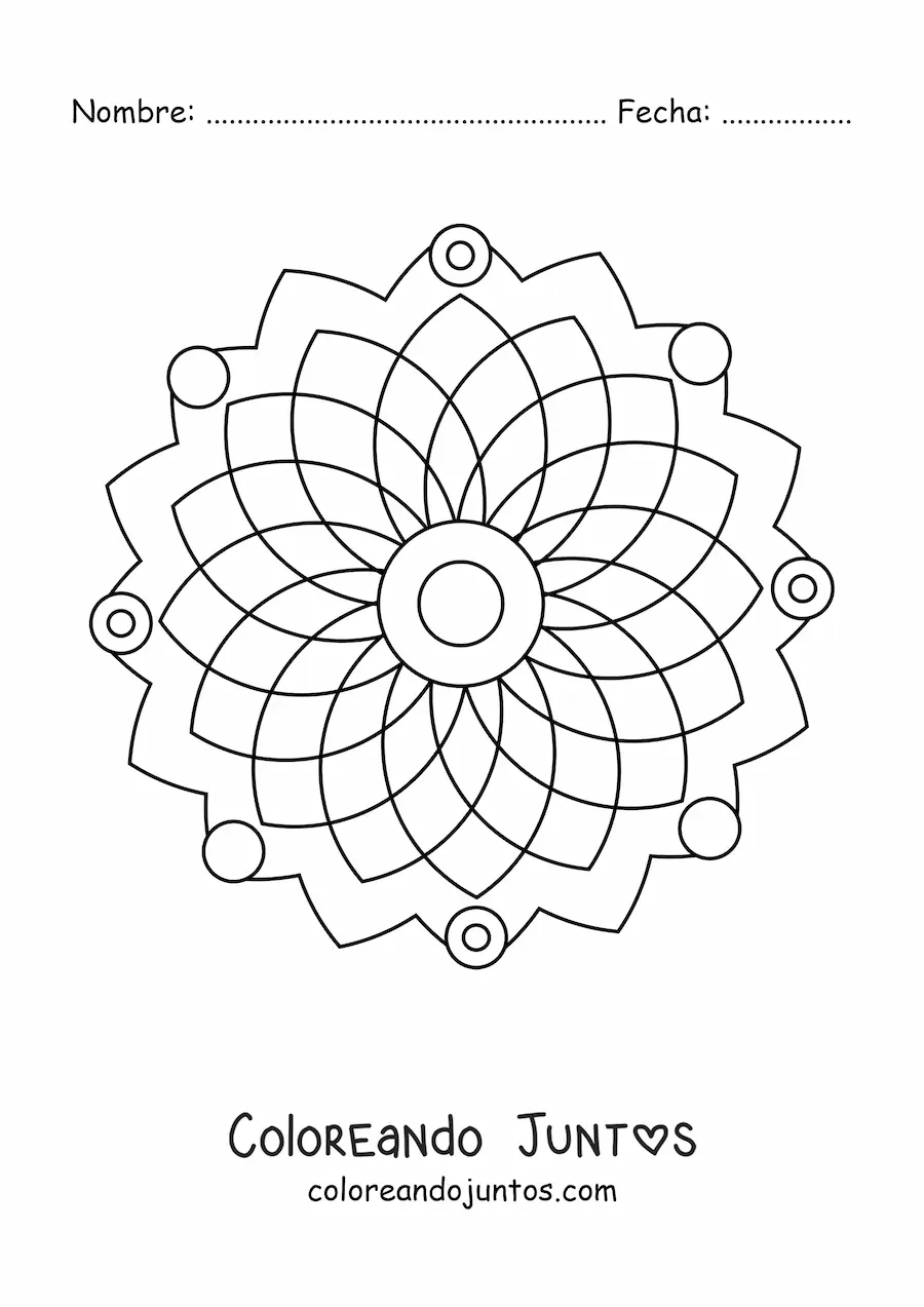 Imagen para colorear de un mandala fácil