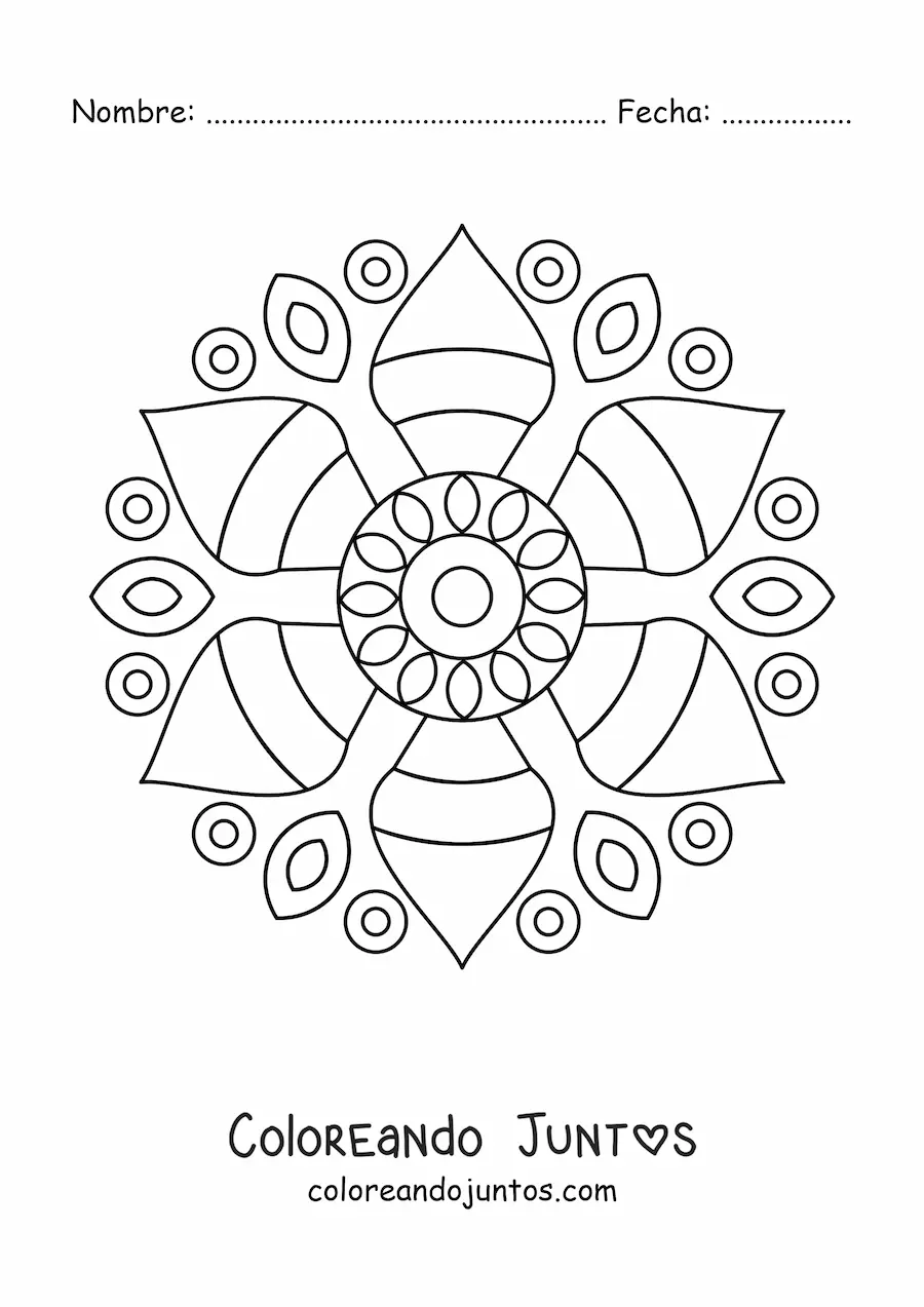 Imagen para colorear de un mandala fácil