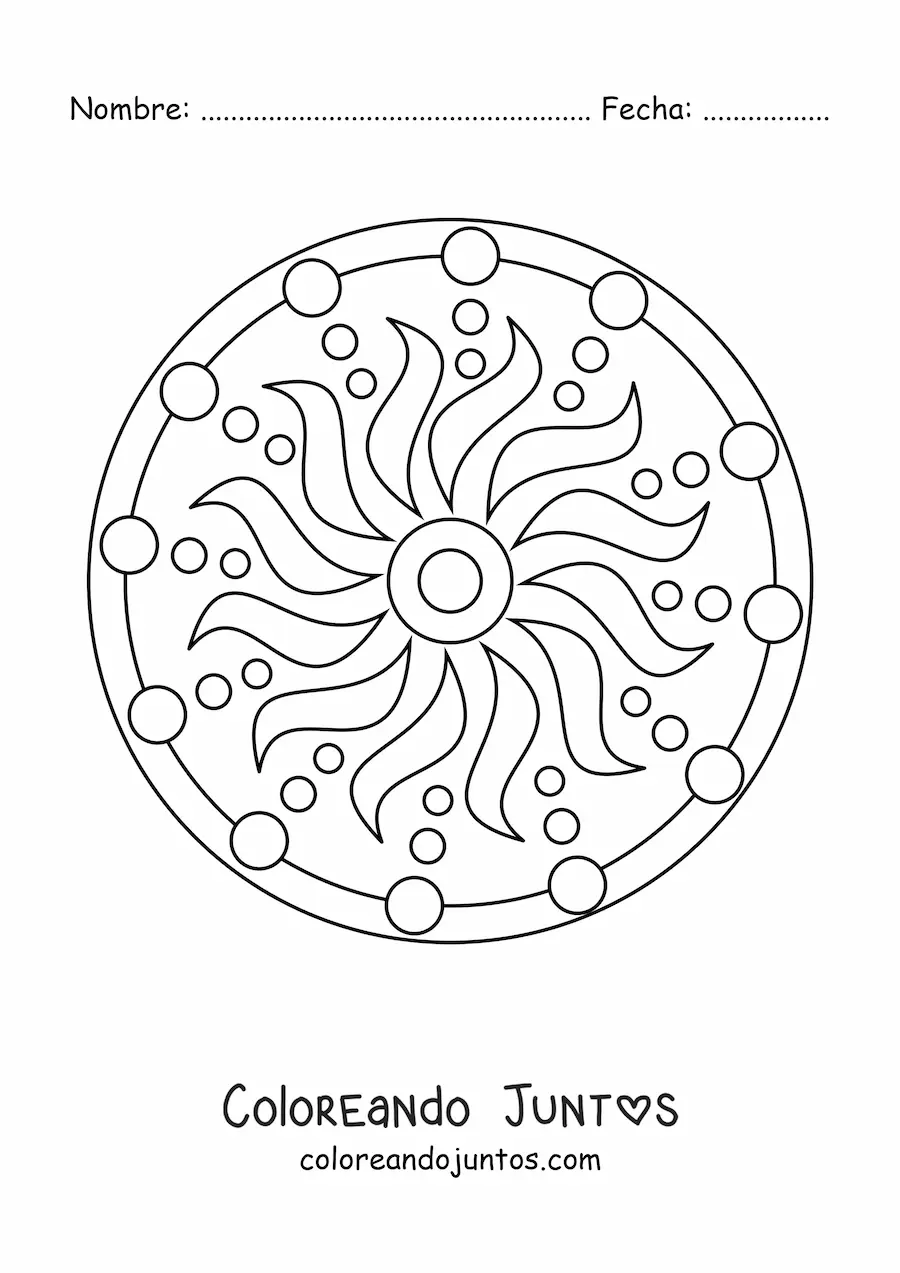 Imagen para colorear de un mandala fácil