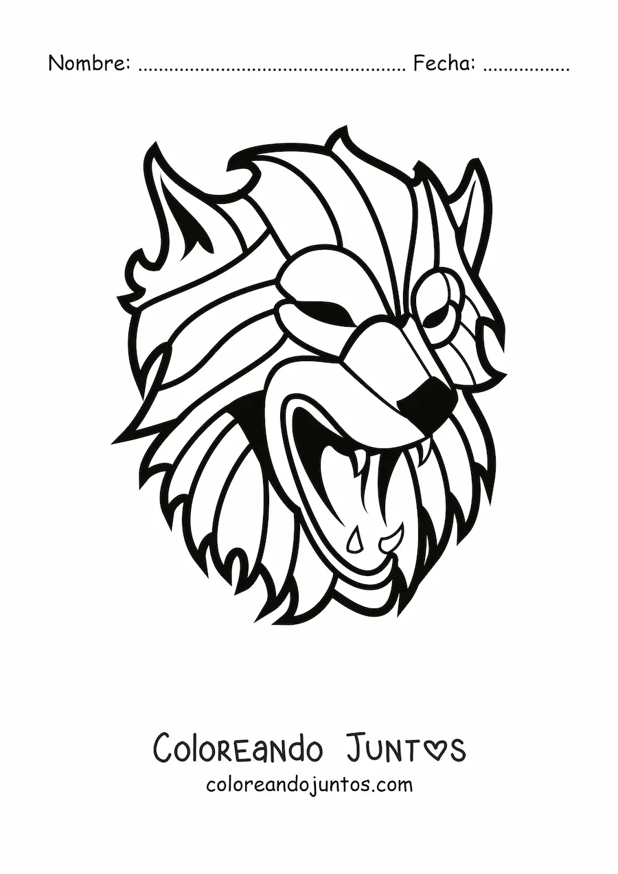 Imagen para colorear de una cabeza de lobo feroz