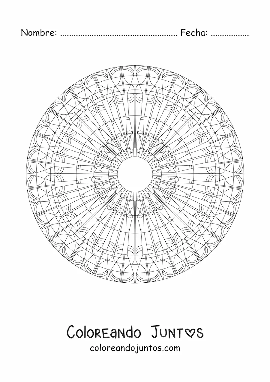 Imagen para colorear de un mandala con figuras geométricas