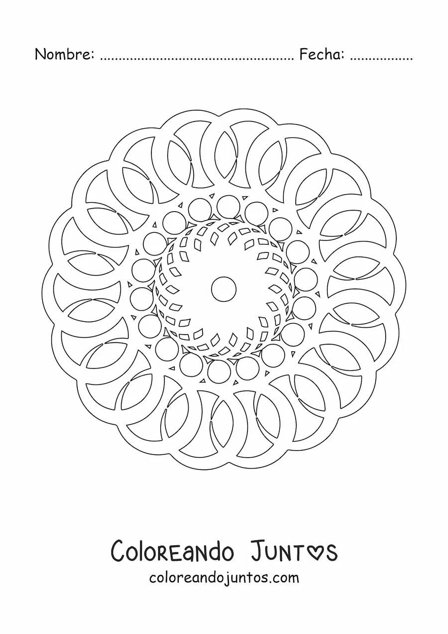 Imagen para colorear de un mandala con círculos