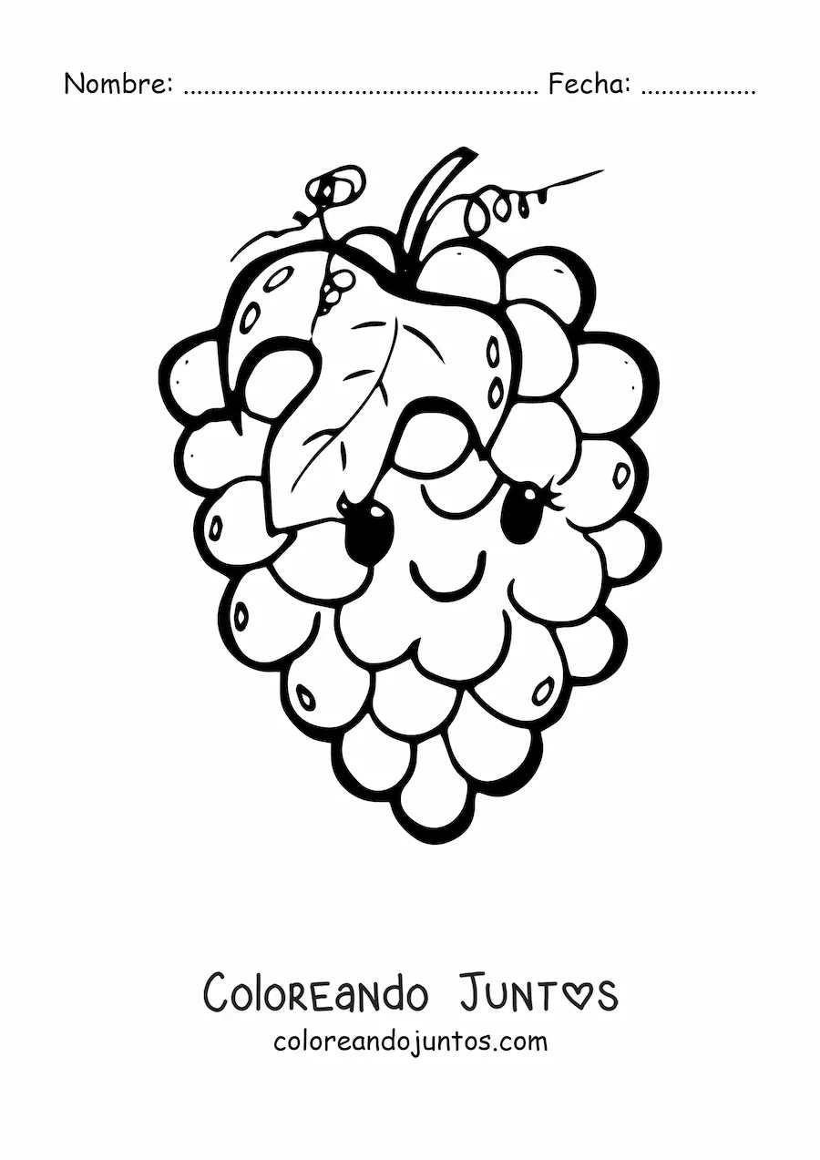 Imagen para colorear de una uvas kawaii