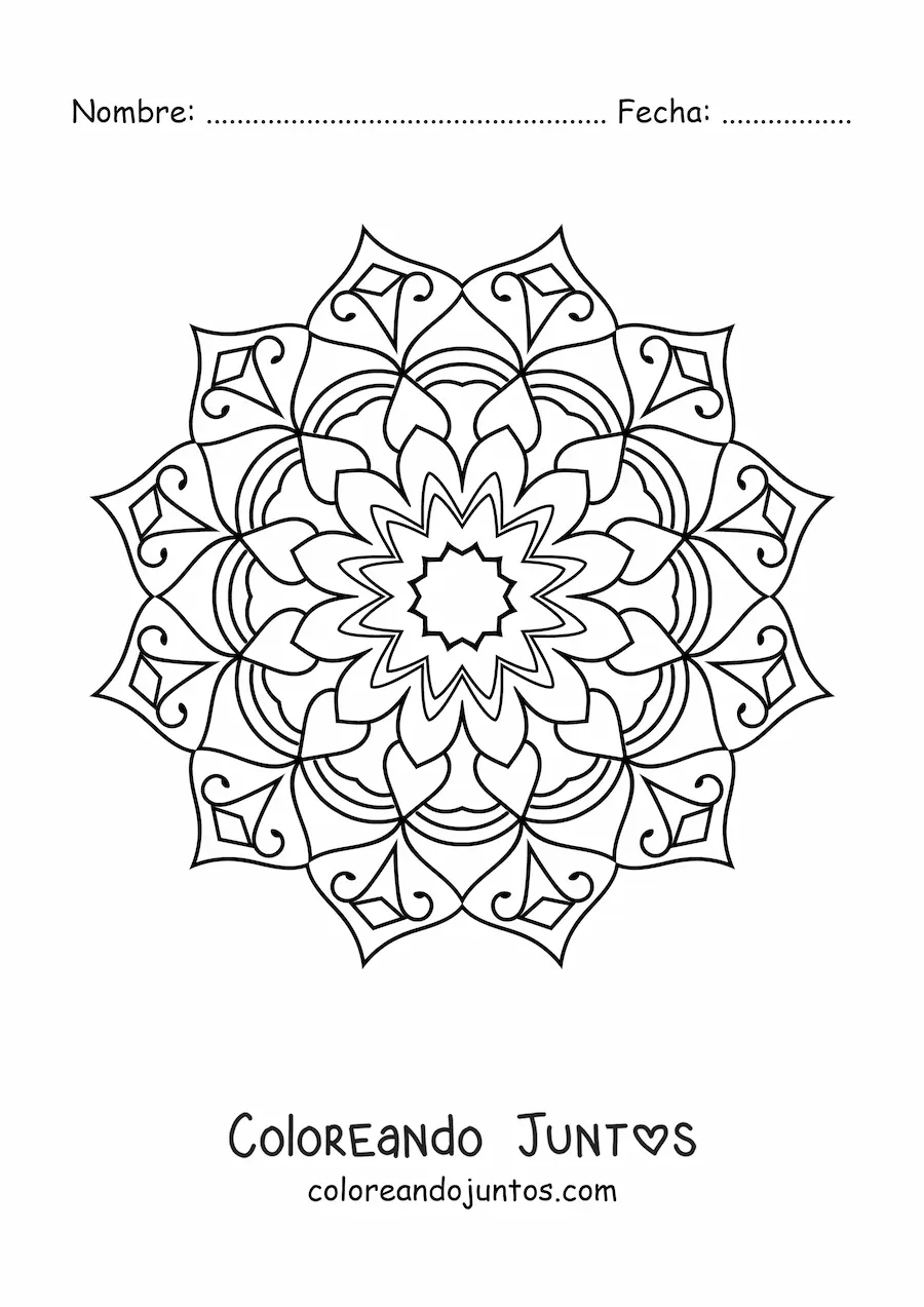 Imagen para colorear de un mandala abstracto fácil