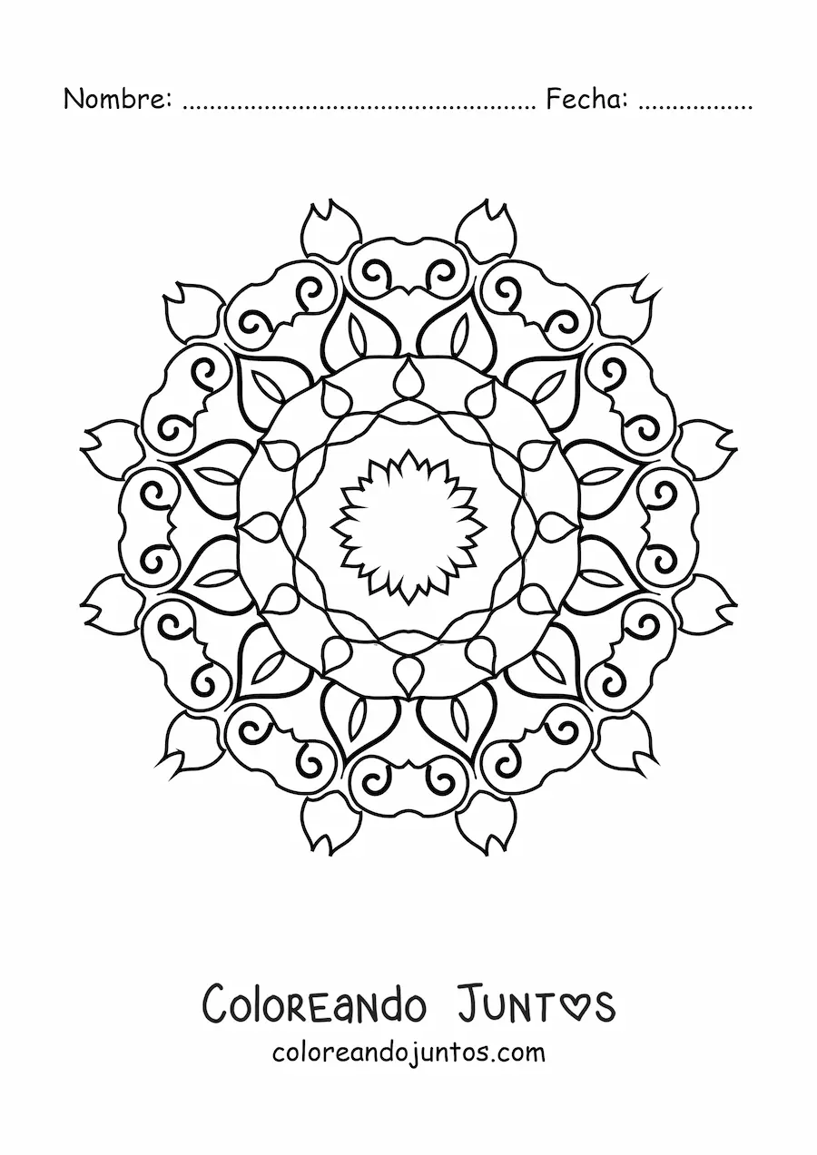 Imagen para colorear de un mandala abstracto fácil