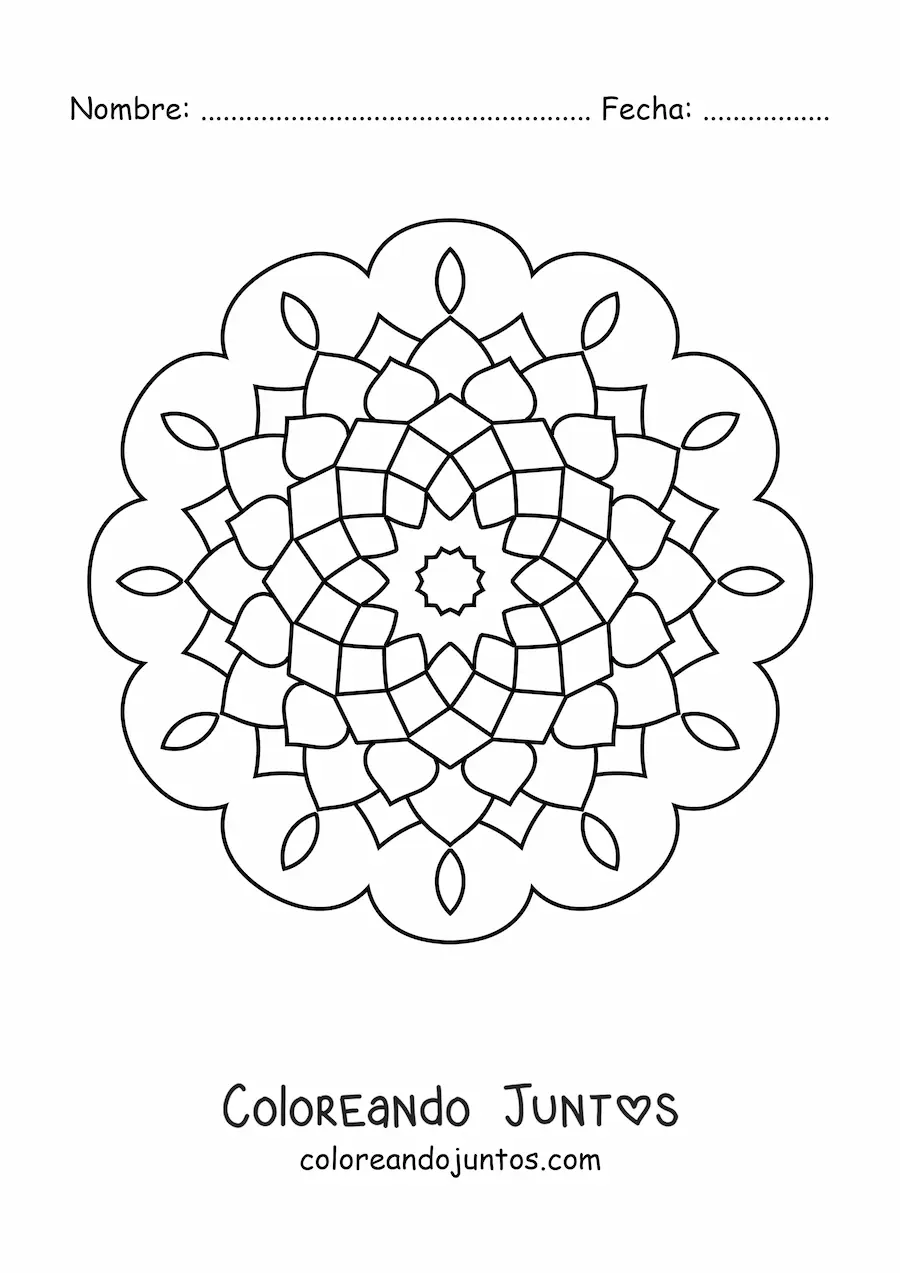 Imagen para colorear de un mandala abstracto fácil