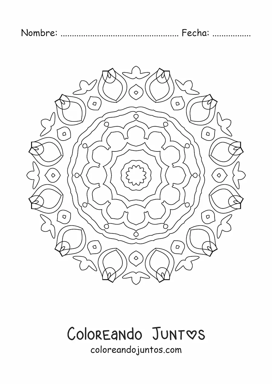 Imagen para colorear de un mandala abstracto sencillo