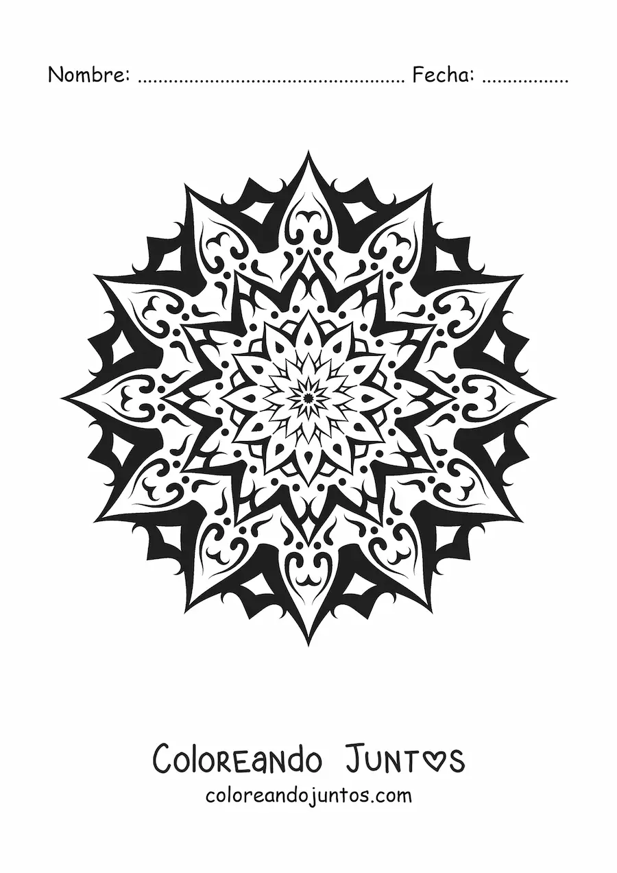 Imagen para colorear de un mandala abstracto sencillo