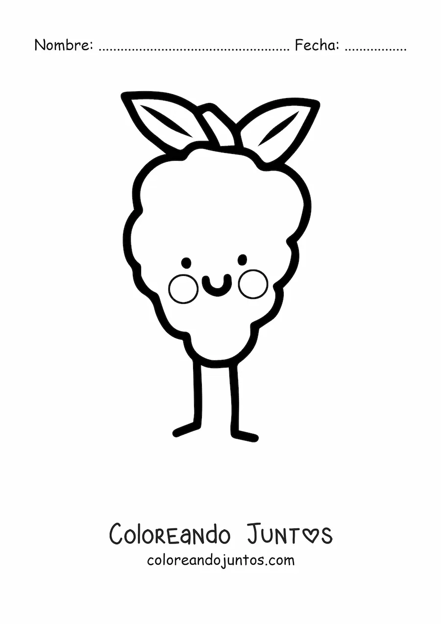 Imagen para colorear de unas uvas kawaii sonrientes