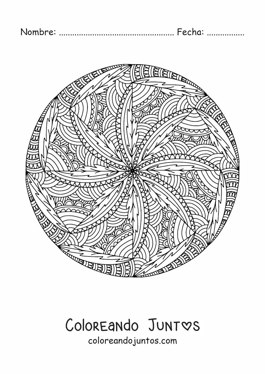 Imagen para colorear de un mandala abstracto estilo Zentangle