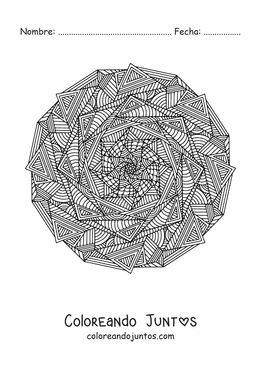 Imagen para colorear de un mandala abstracto difícil