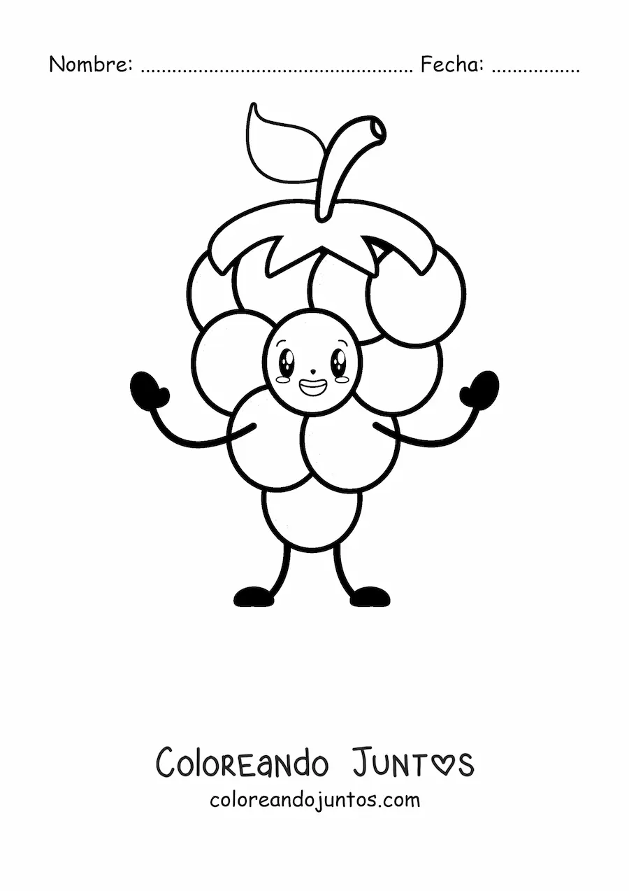 Imagen para colorear de unas uvas animadas alegres