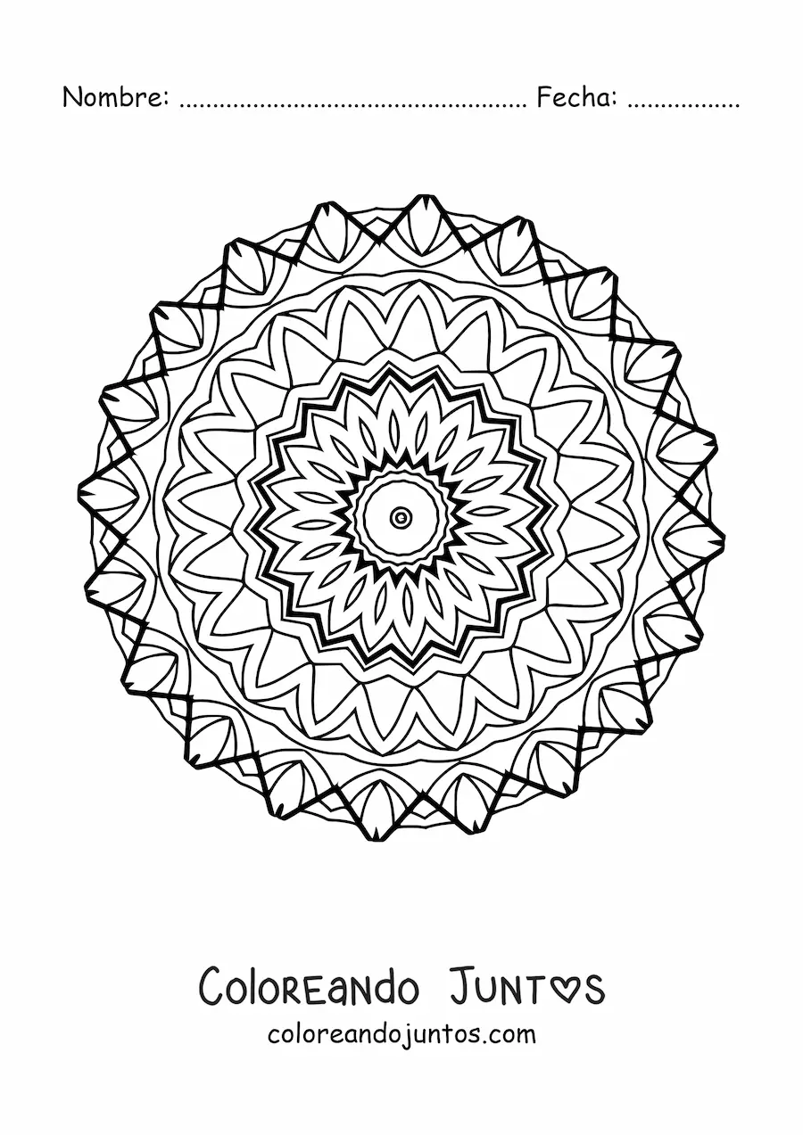 Imagen para colorear de mandala para adultos mayores